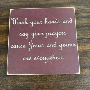 Cute wooden plaque “Wash your hands and say your prayers etc.